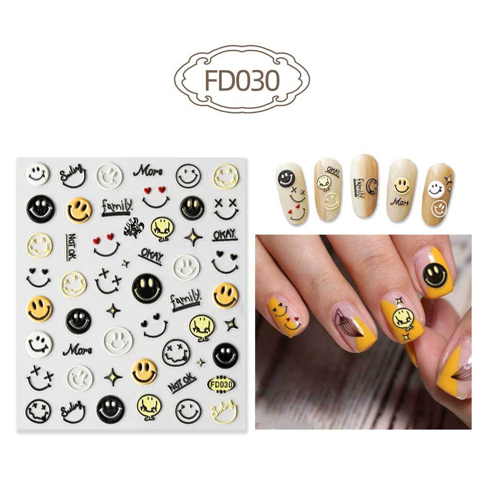 Three-dimensional Relief Cute Cartoon White Cloud Nail Stickers