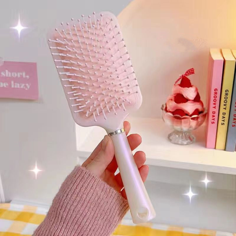 Brosses et peignes à cheveux portables pour femmes en forme de cœur moelleux avec coussin gonflable de sirène