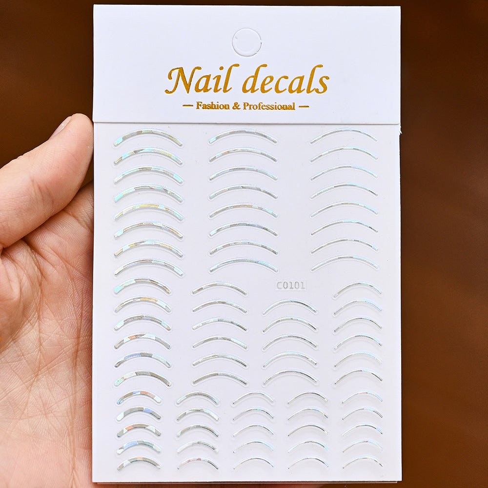 Lines Gold Sier Color Simple Style Adhesive Nail Stickers