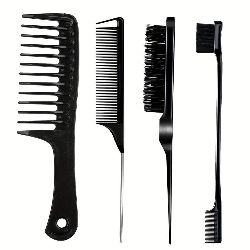 Brosse à cheveux à trois pièces en acier pelucheux et à queue d'aiguille à double tête