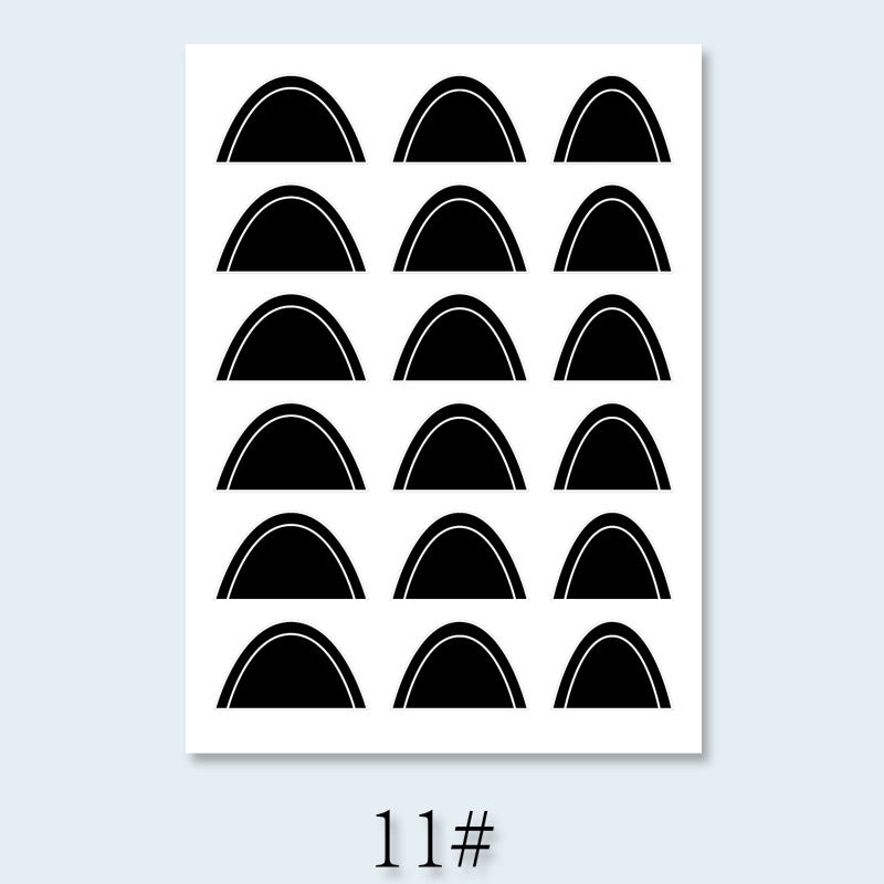 French Auxiliary Crescent Smile Wave V-shaped Gel Black Nail Stickers