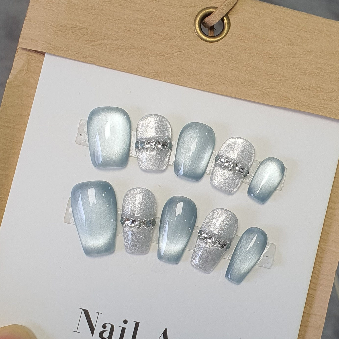 Glass Bead Cat White Simple Flash Nail Stickers