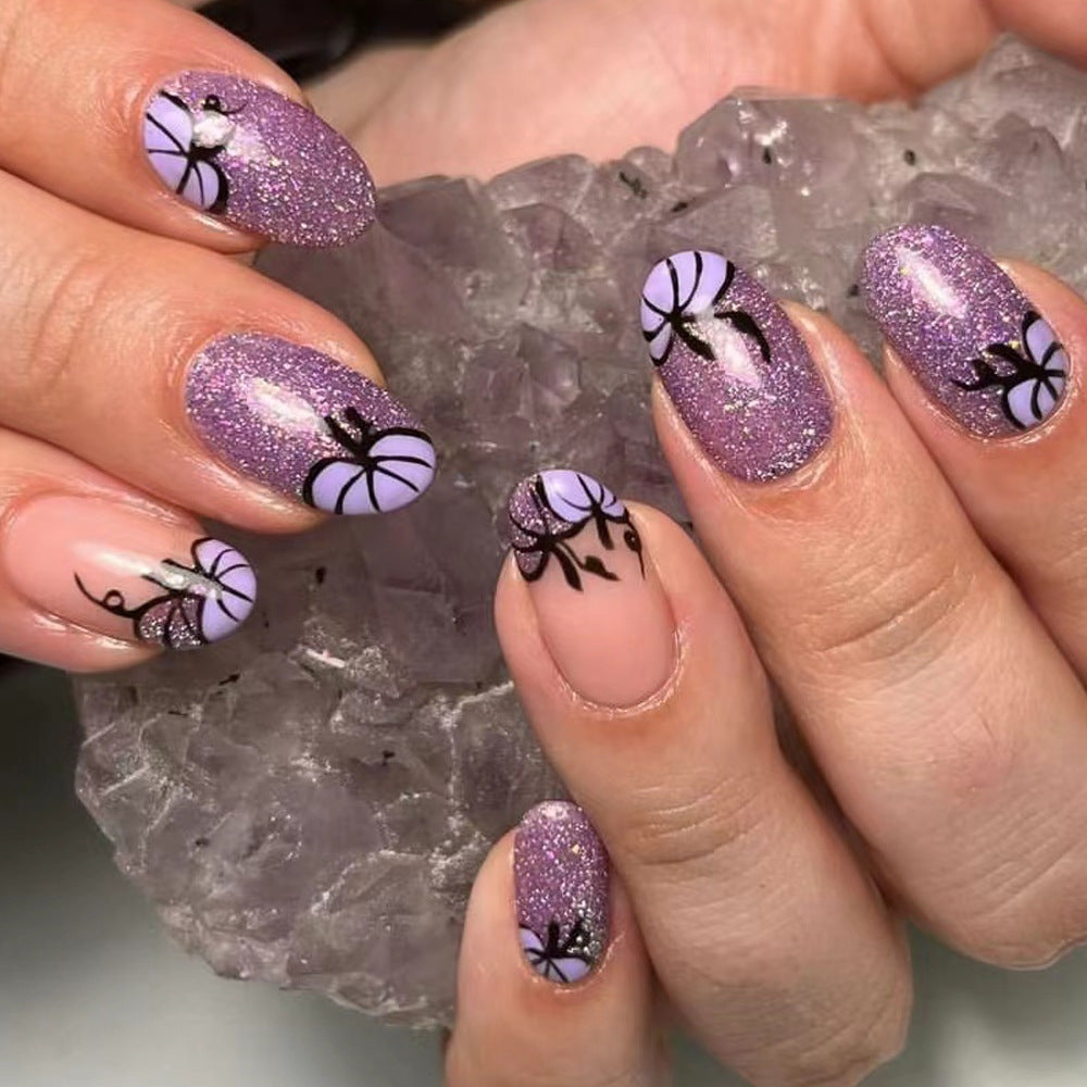 Cadeau de vacances à paillettes Faux ongles Halloween Nail Art