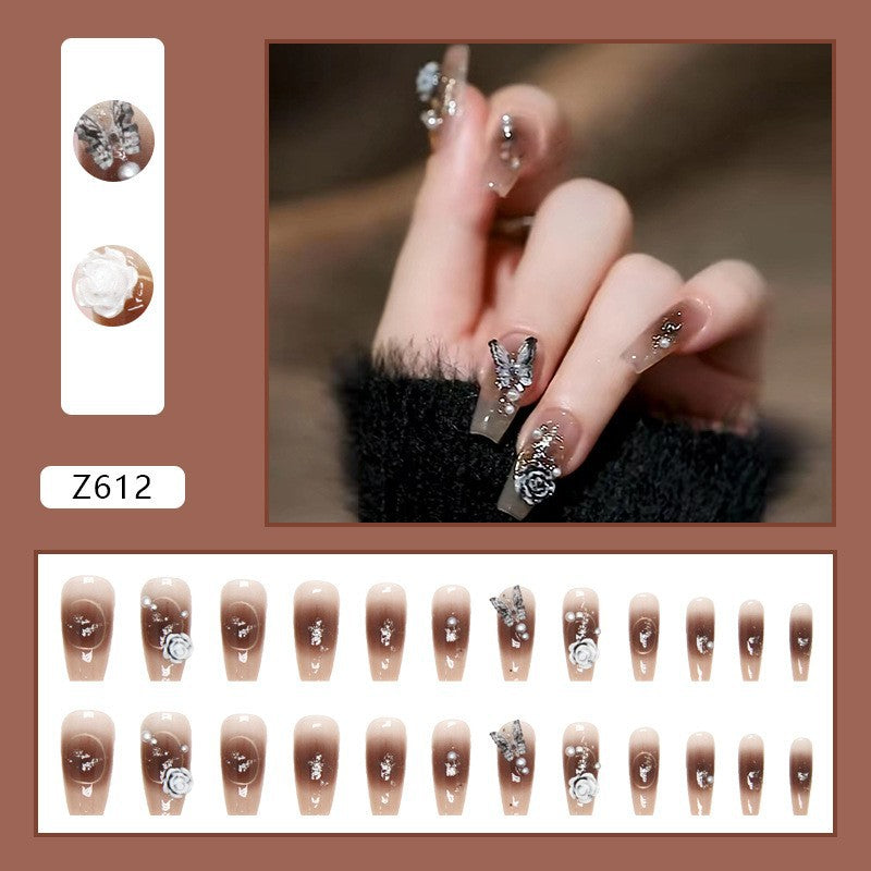 High-grade Short Fake Patch White French Nail Art