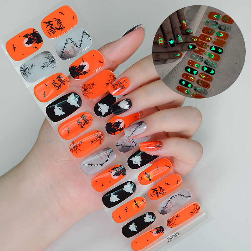 Autocollants pour ongles en gel lumineux en papier pour Halloween