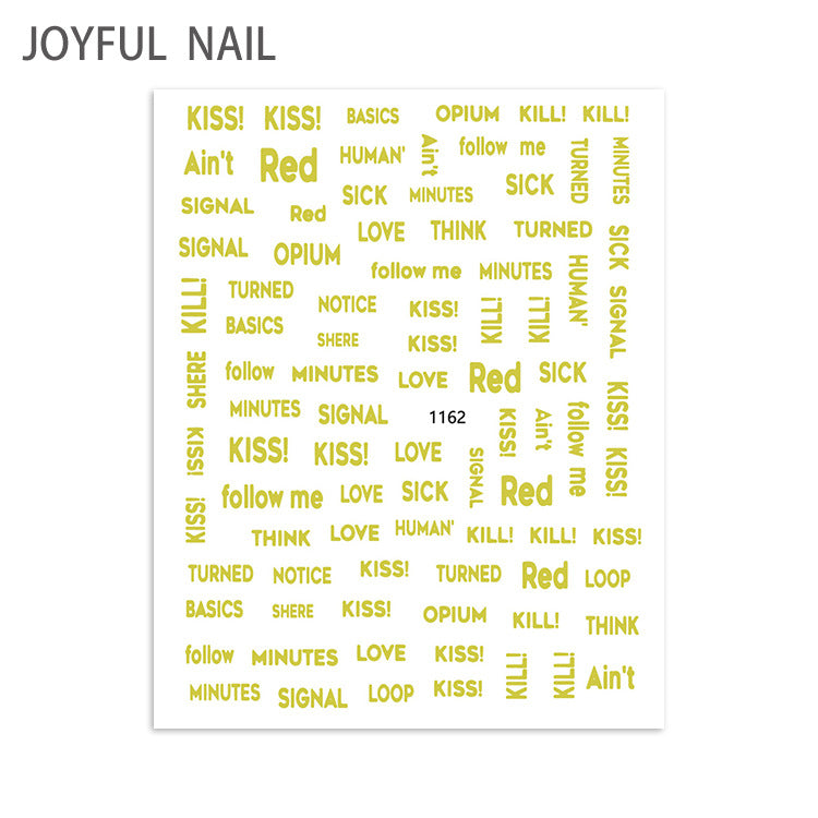 Gilding Series Adhesive Decals Words Patch Nail Stickers