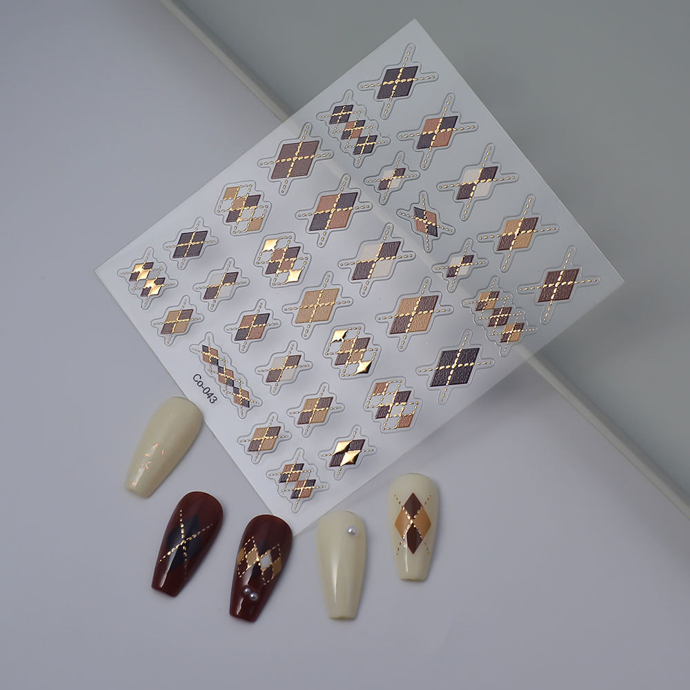 Relief Rose Hot Gold Sier Three-dimensional Nail Stickers