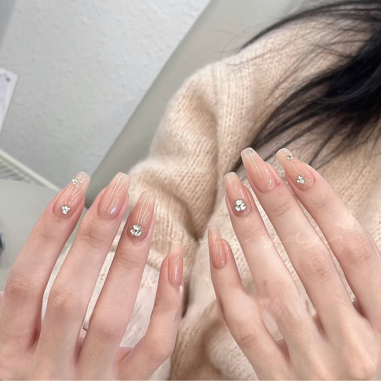 Women's Want Ice Transparent Nude Color Pile Nail Stickers