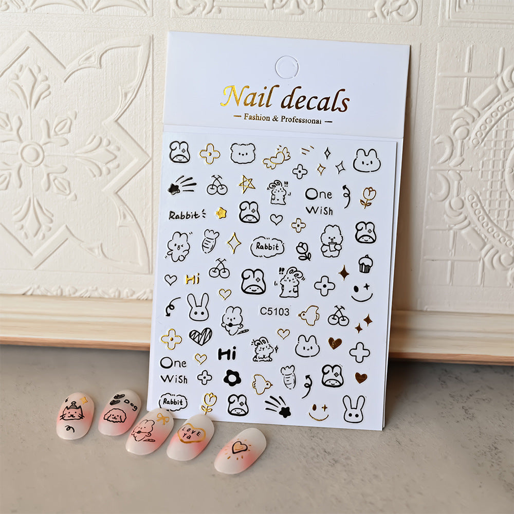 Cute Cat Adhesive Self-adhesive Fairy Fingernail Nail Stickers