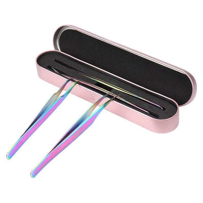 Tweezers Storage Device Tinplate Rectangular Sponge Multicolor False Lashes