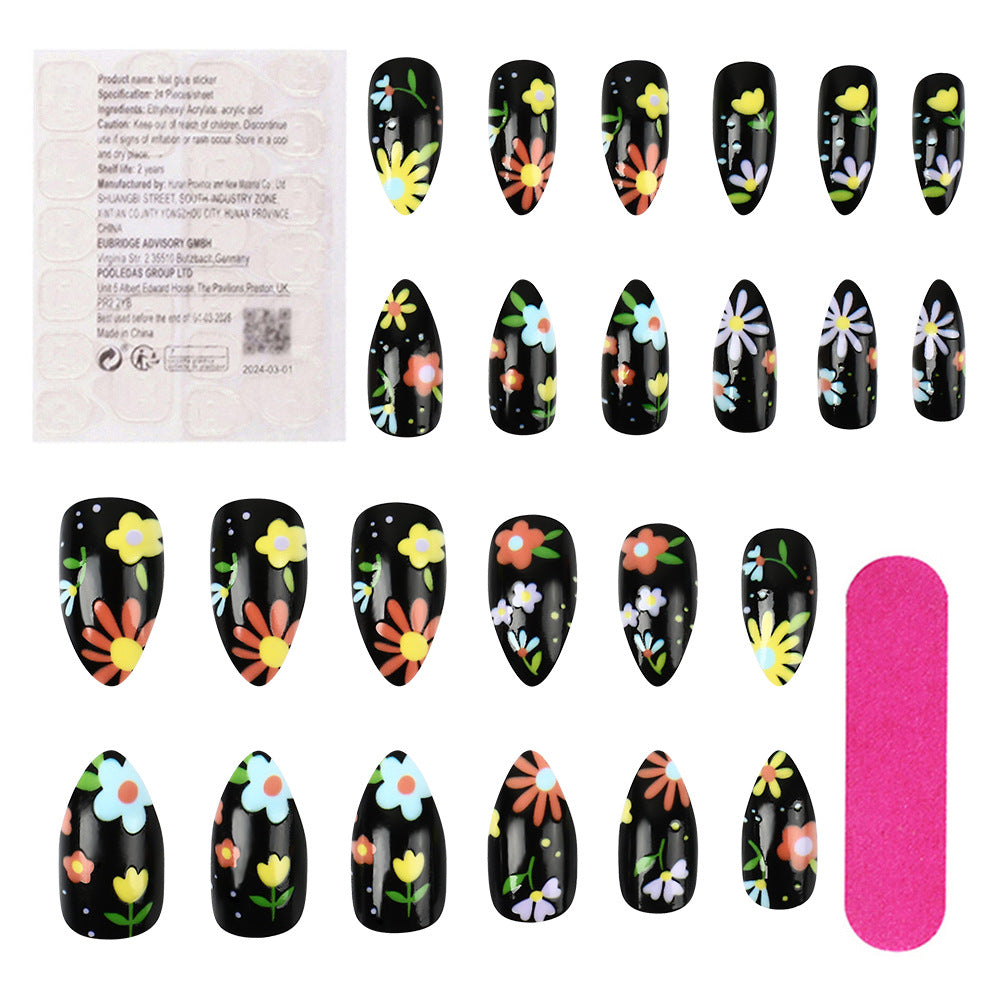 Wear Armor Hot Black Small Floral Nail Art