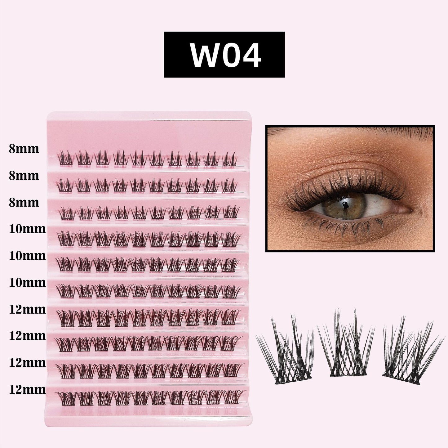 Tray Thick Curl Single Cluster Segmented False Lashes