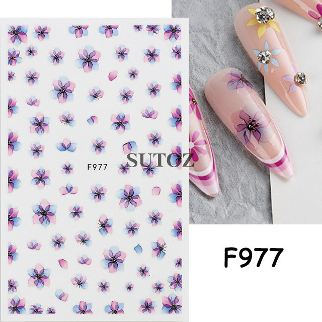 Fresh Rape Flower Snow Mowing Butterfly Nail Stickers