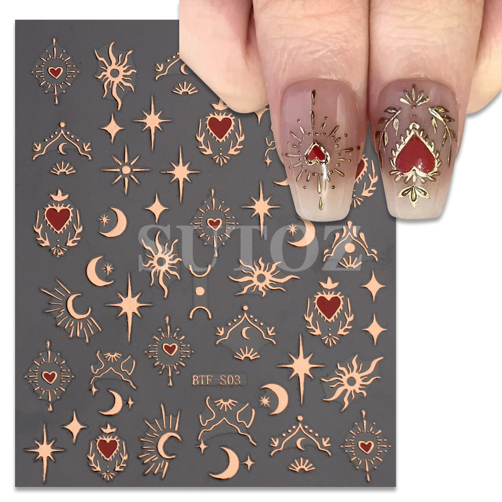 Potato Popular Bronzing Love Sun Moon Nail Stickers