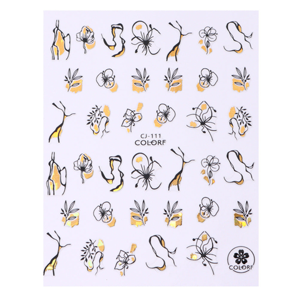 Popular Autumn Golden Leaves Character Adhesive Nail Stickers