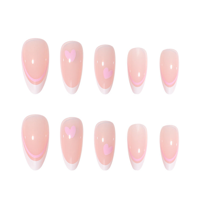 Water Drops Almond French Wear Cute Nail Art