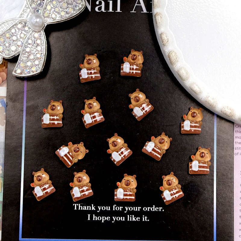 Cute Little Bear Barrettes Phone Case Wear Armor Resin Nail Care Nail Art