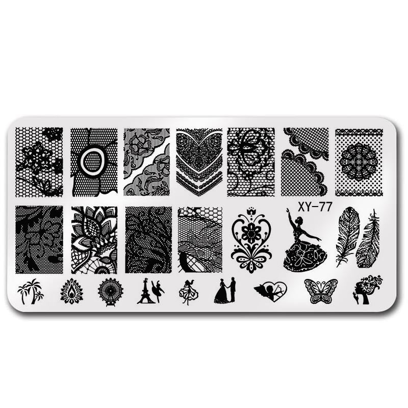 Plate Rectangle Transfer Print Template Christmas Snowflake Nail Tool Set