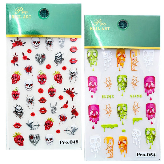 Black Cat Cartoon Smiley Ghost Head Skull Nail Stickers