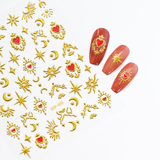 Moon Love Red Bronzing Asterism Affordable Nail Stickers