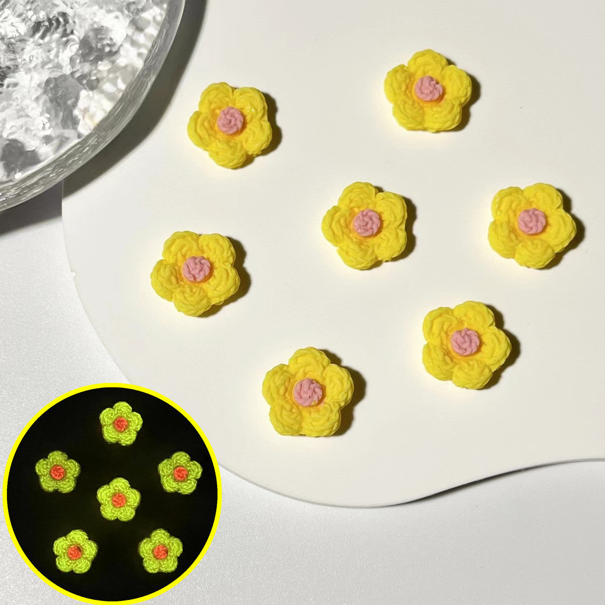 Wool Flowers Ornament Color Five Faces Knitted Nail Care Nail Art