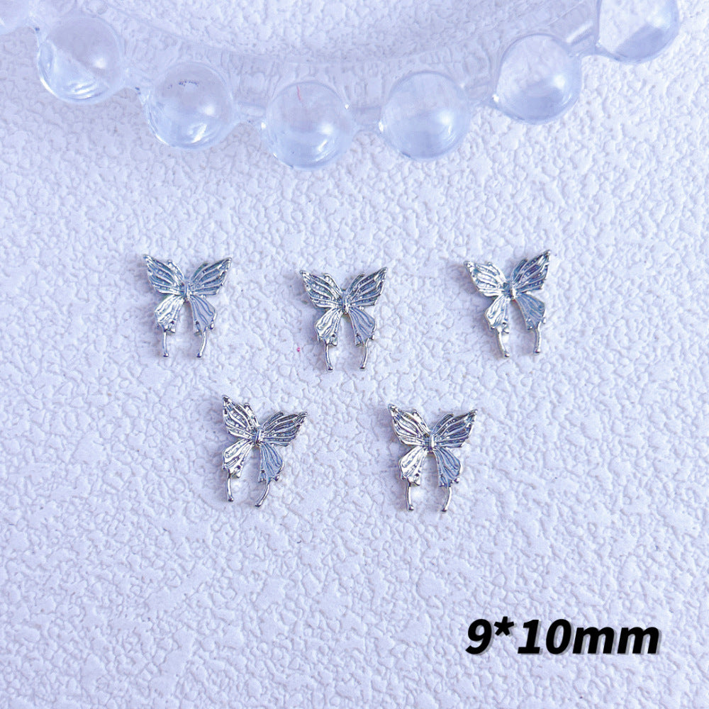 Bow Butterfly Sier Series Ornament Handmade Nail Care Nail Art