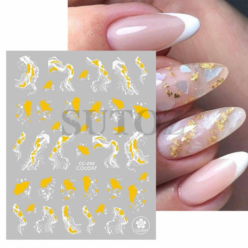 Hot Gilding Marbling Black White Gold Nail Stickers