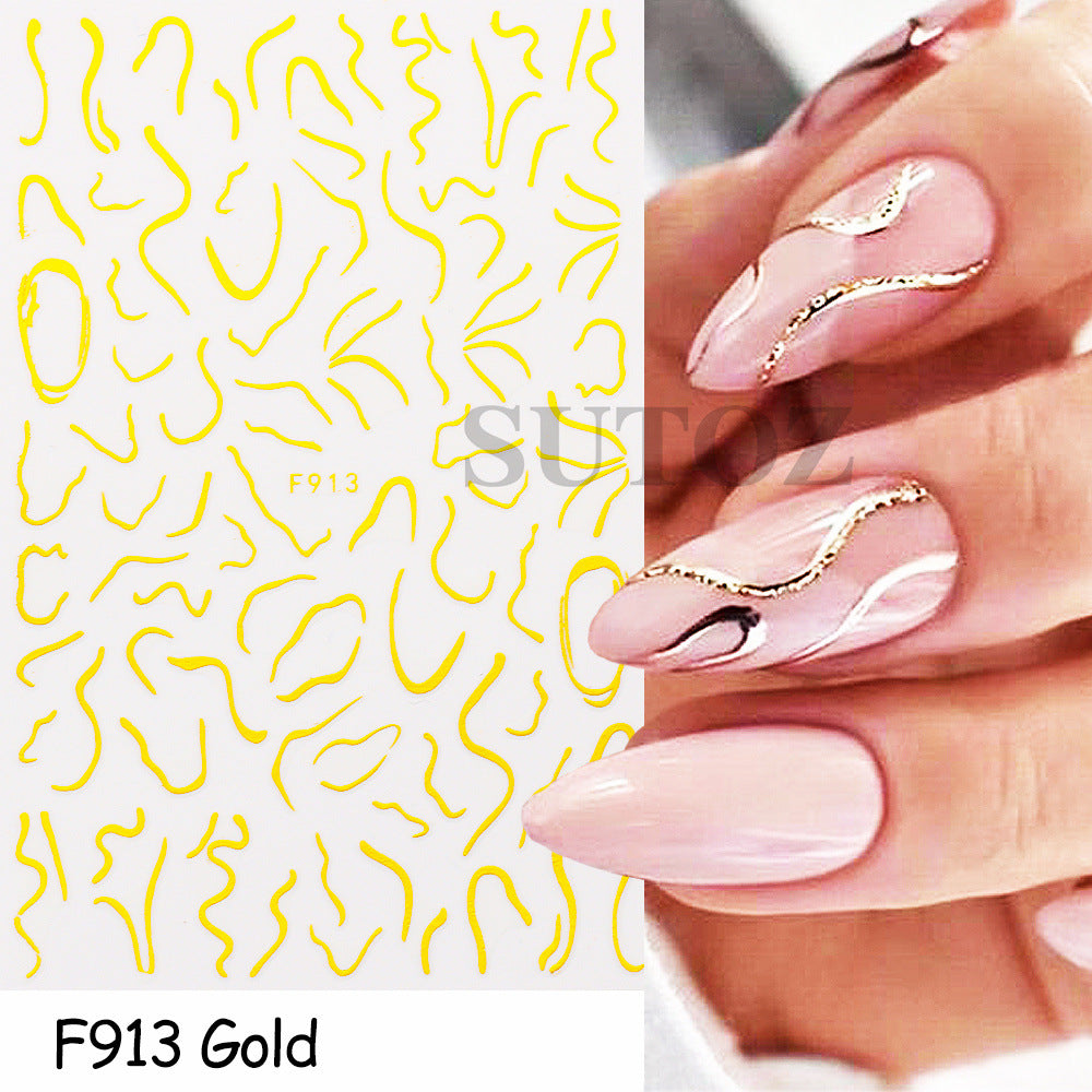 Gold Sun Snake Pattern Morocco Flower Nail Stickers