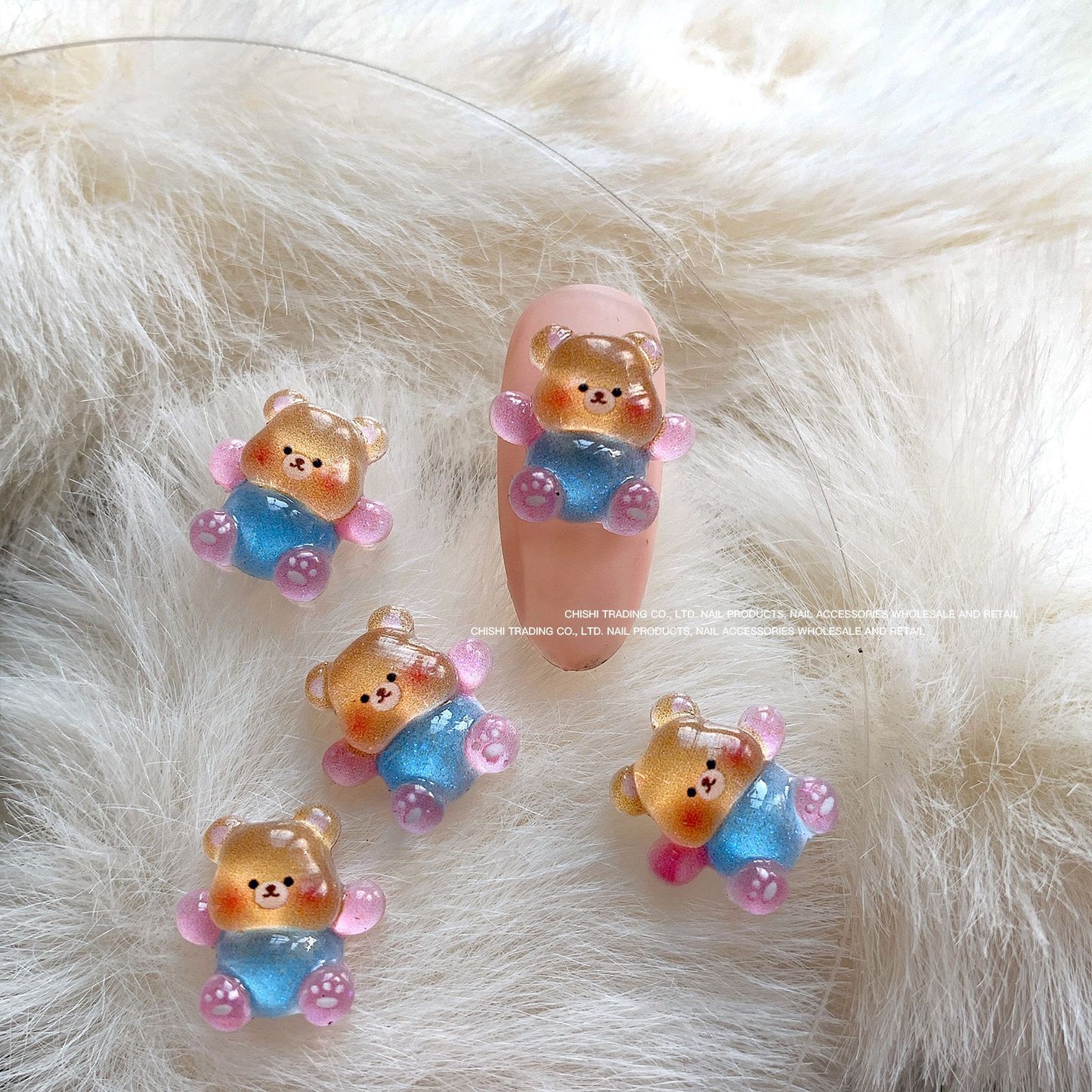 Ornement d'ours en gelée coloré Soins des ongles en glace à la dopamine Nail Art