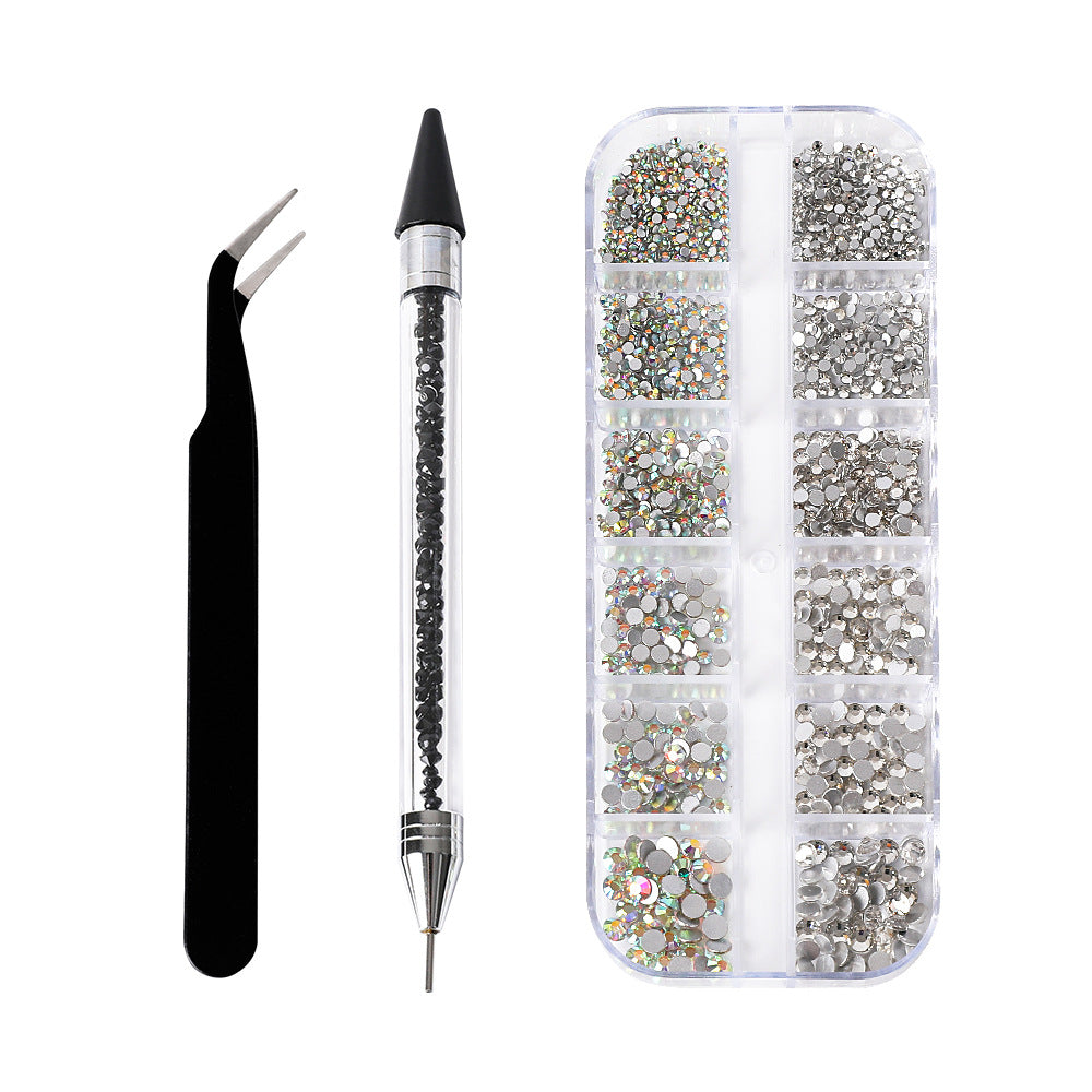 Ensemble d'outils de forage pour ongles avec pince à crayon à double tête et strass