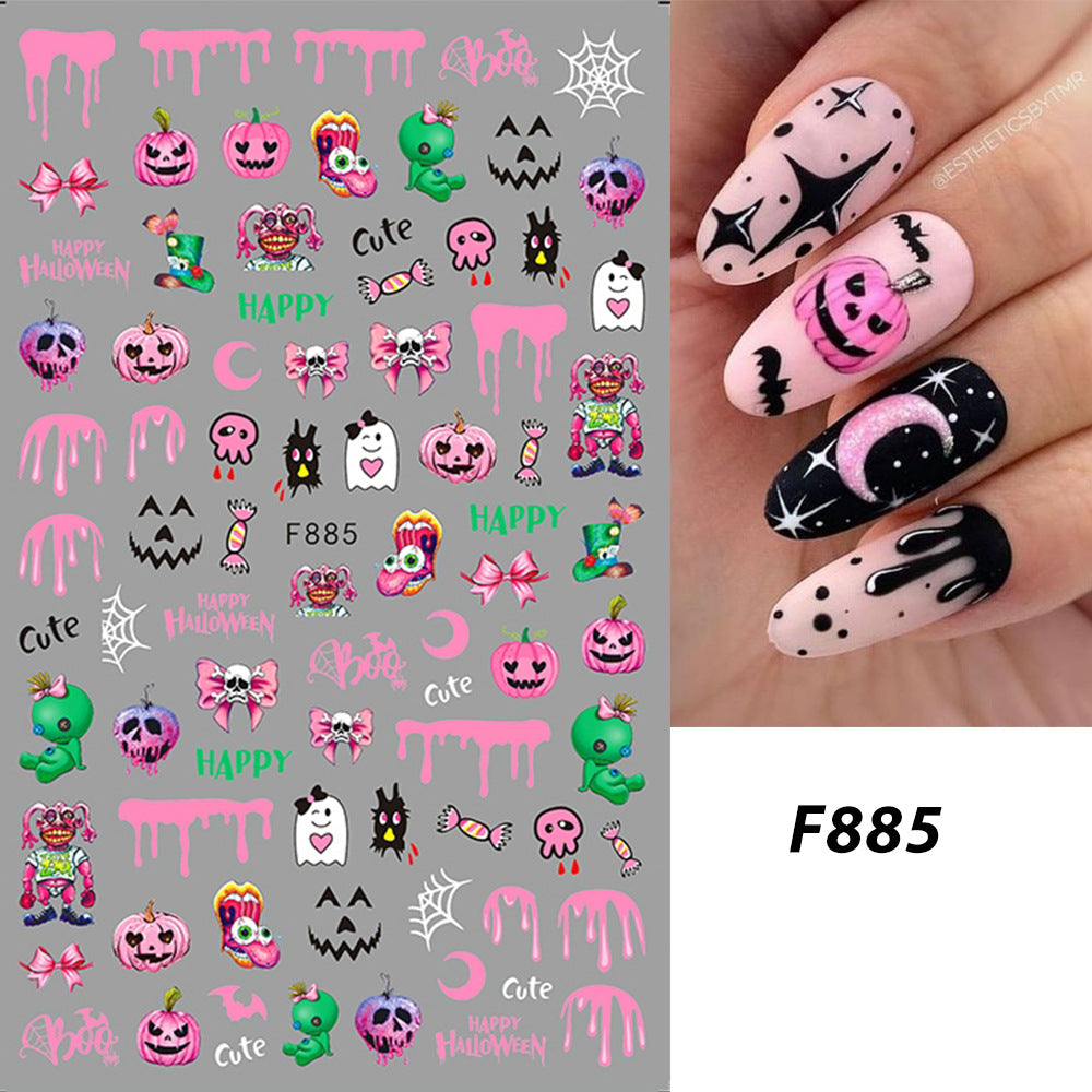 Halloween Red With Colorful Christmas Snowflakes Nail Stickers