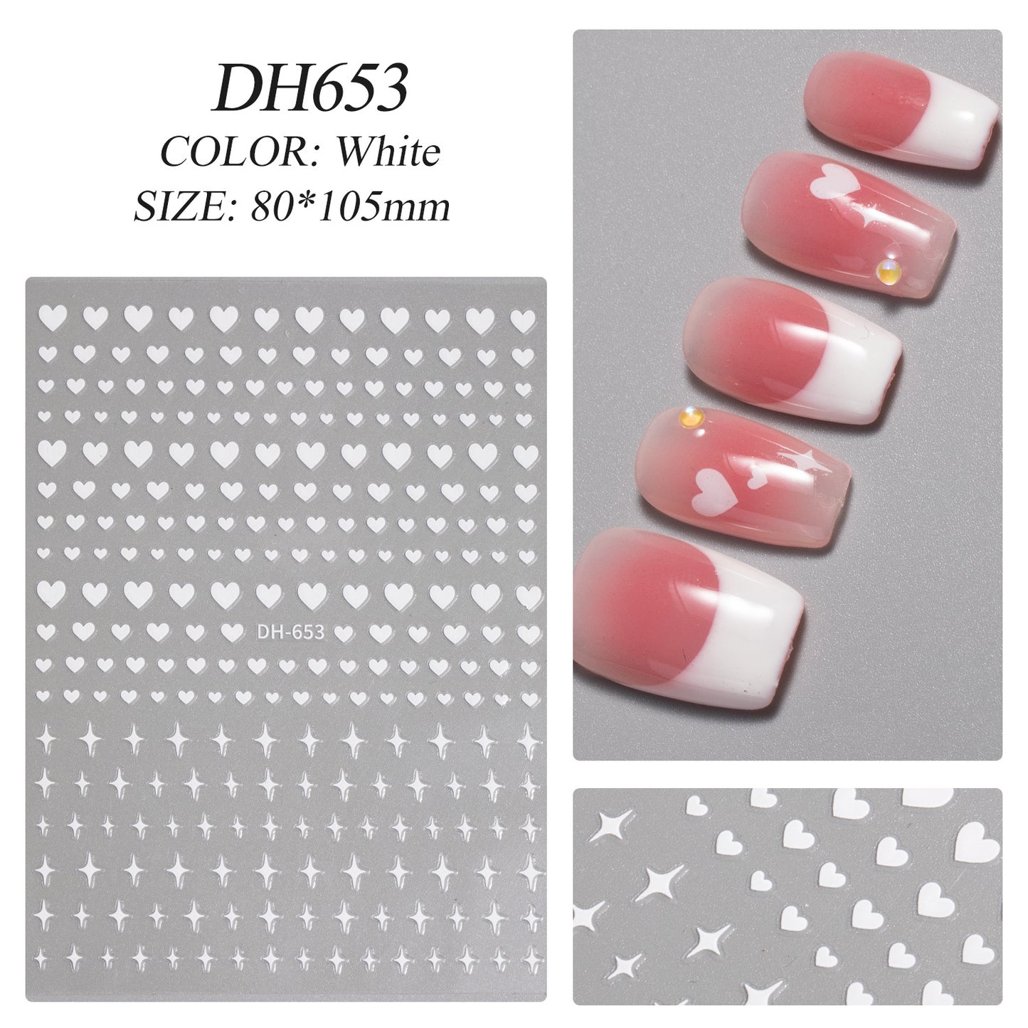 Heart-shaped Small Stars Summer Dopamine Hot Sier Nail Stickers