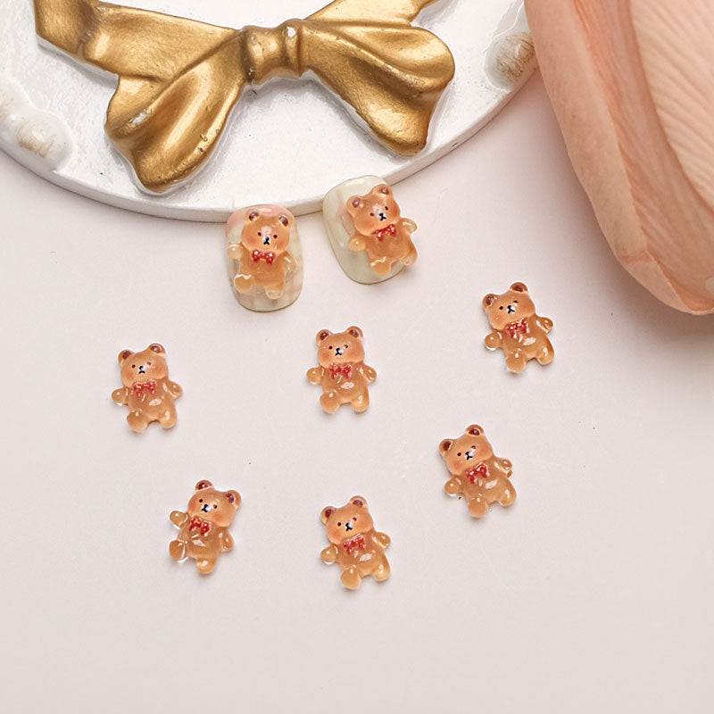 Little Bear Cartoon Ornament Cute Three-dimensional Bow Nail Care Nail Art