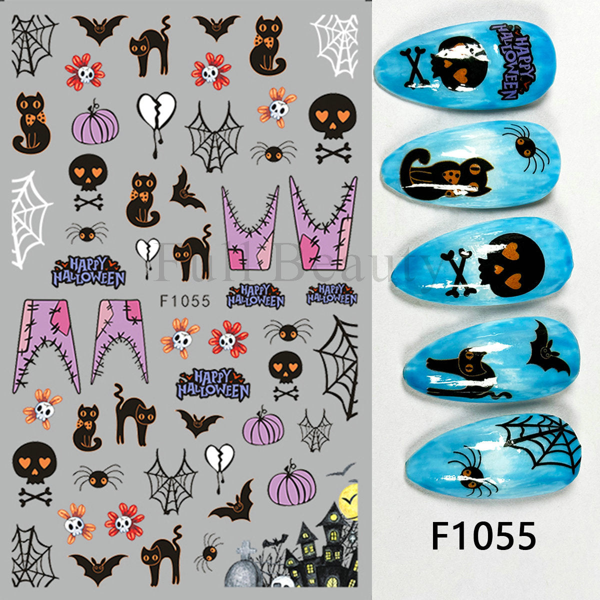 Dark French Pumpkin Devil Spider Web Nail Stickers