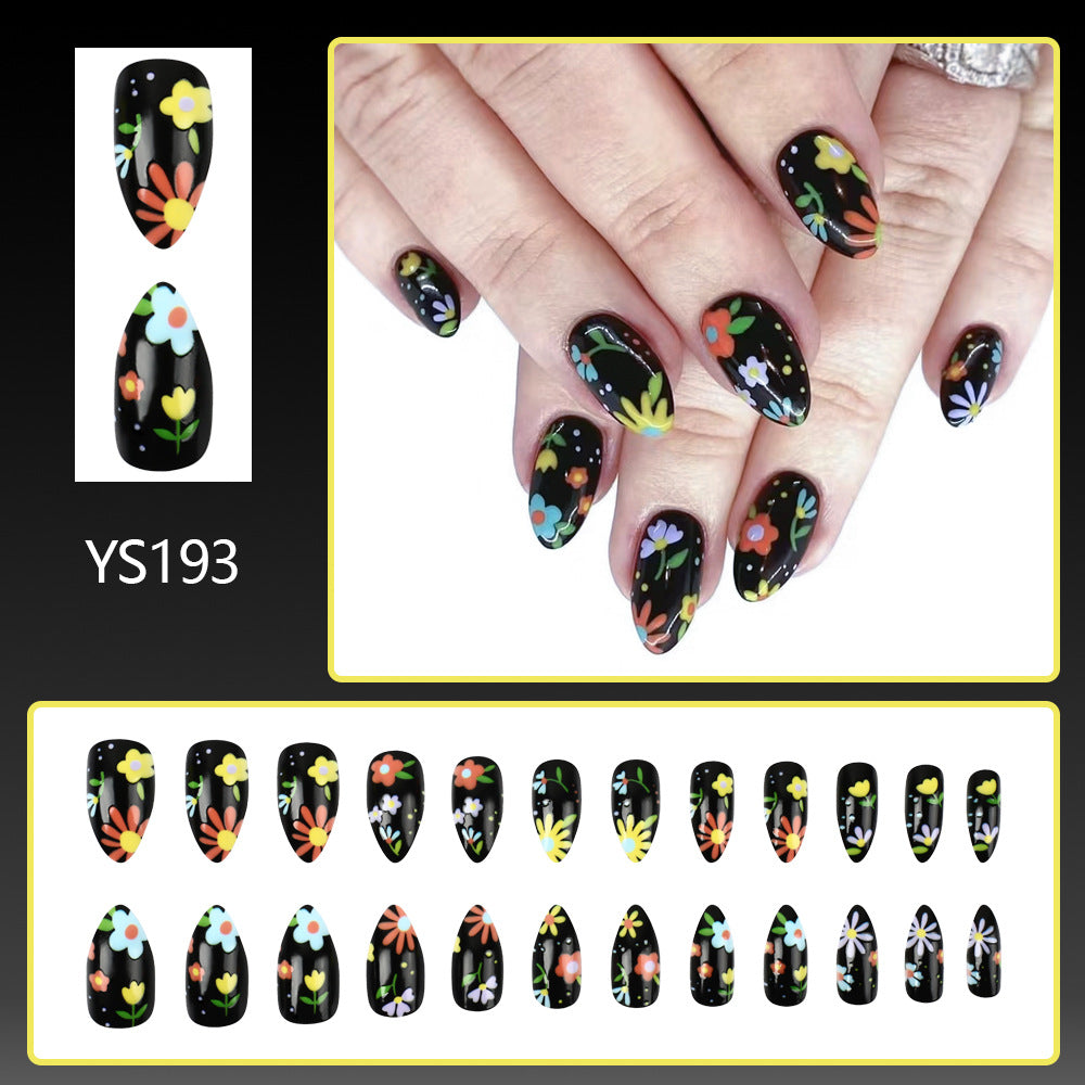 Wear Armor Hot Black Small Floral Nail Art