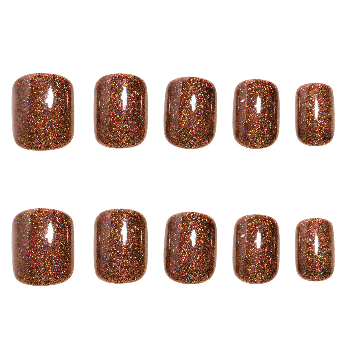 Faux ongles courts carrés marrons pour nail art