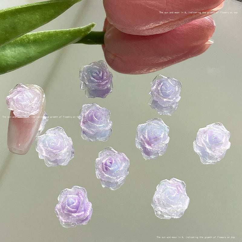 Icy Blooming Moon Flower Ornament Luminous Nail Care Nail Art