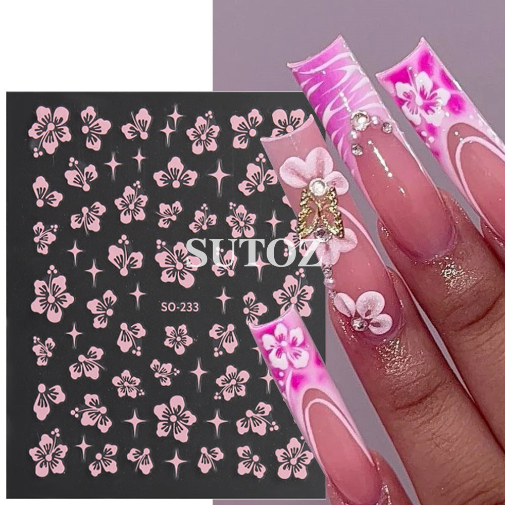 Summer Fresh Romantic Cherry Blossoms Back Nail Stickers