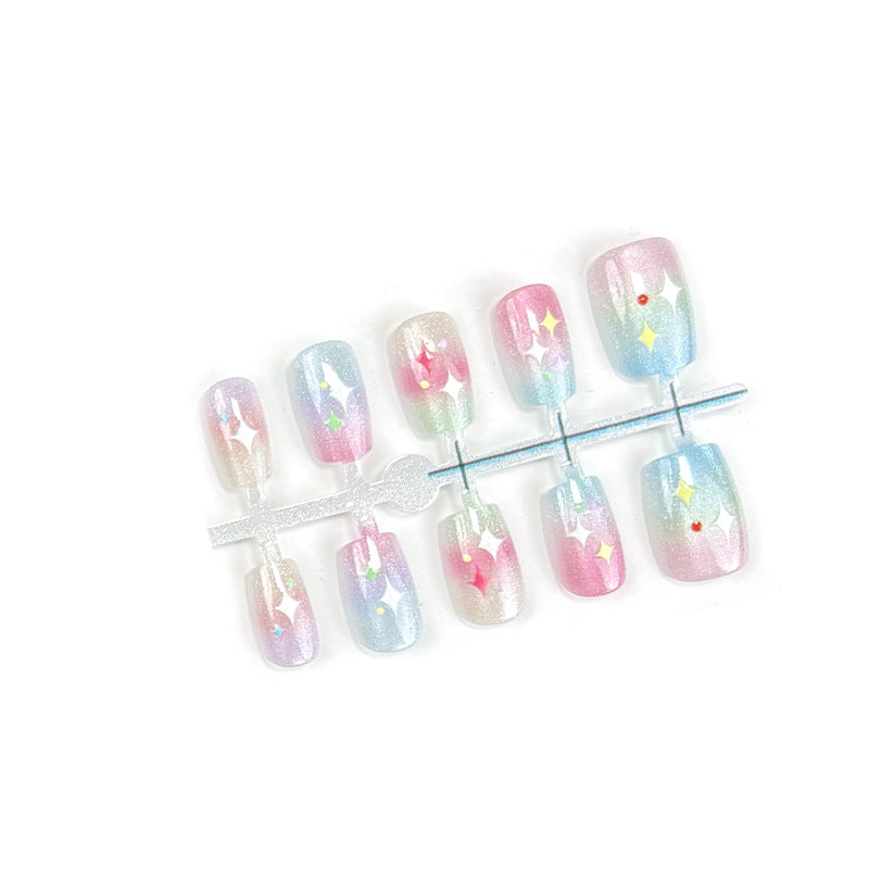 Autocollants pour ongles Rainbow Dopamine Blooming Dream Asterism Cat's Wear