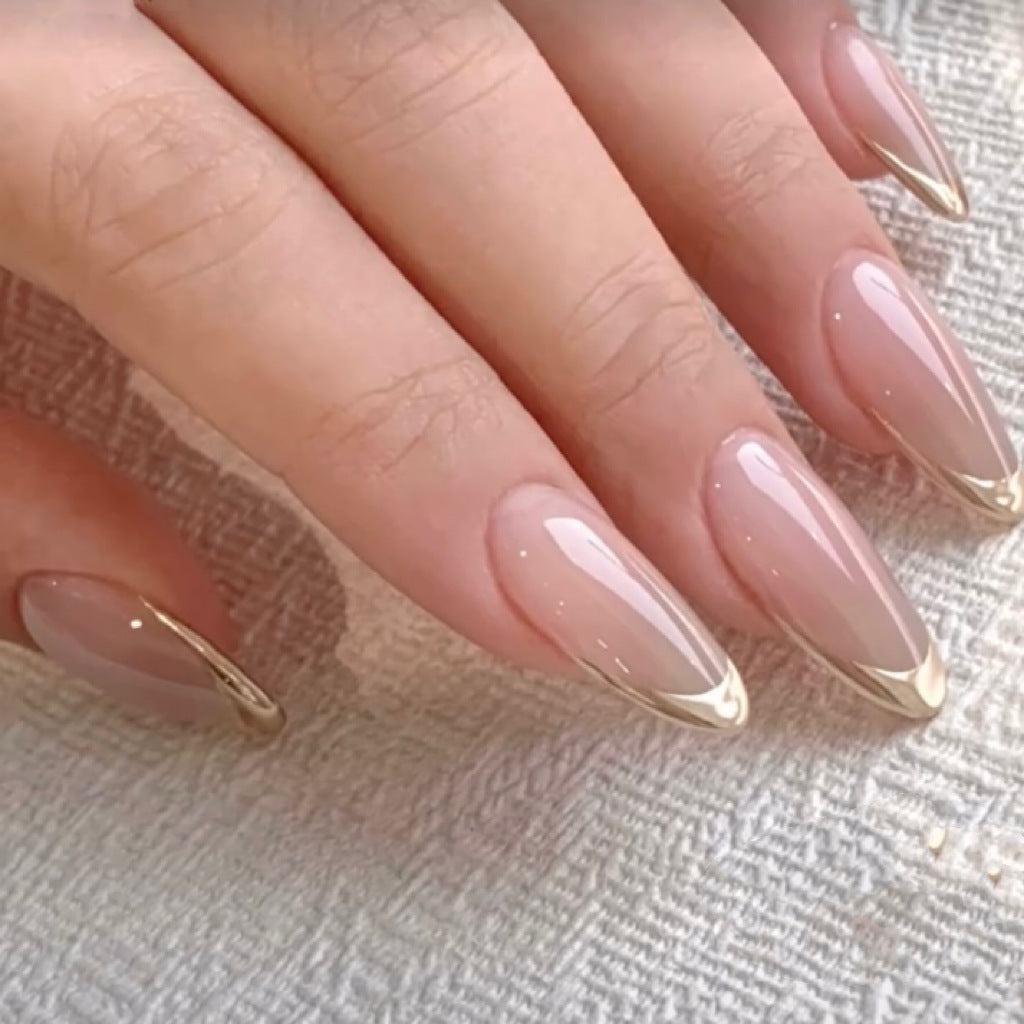 Like Woman Manicure Golden Edge French Nail Art