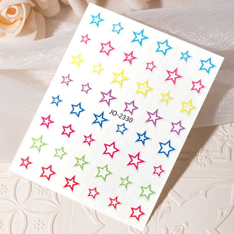 Macaron Five-pointed Star Love Adhesive Decals Nail Stickers