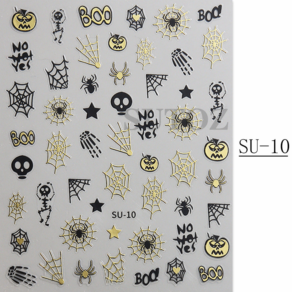 Popular Spider Web Witch Little Black Nail Stickers