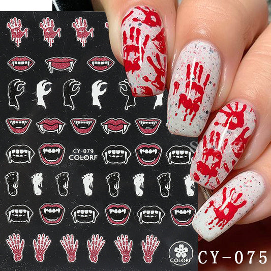 Luminous Thriller Spider Skull Ghost Party Nail Stickers