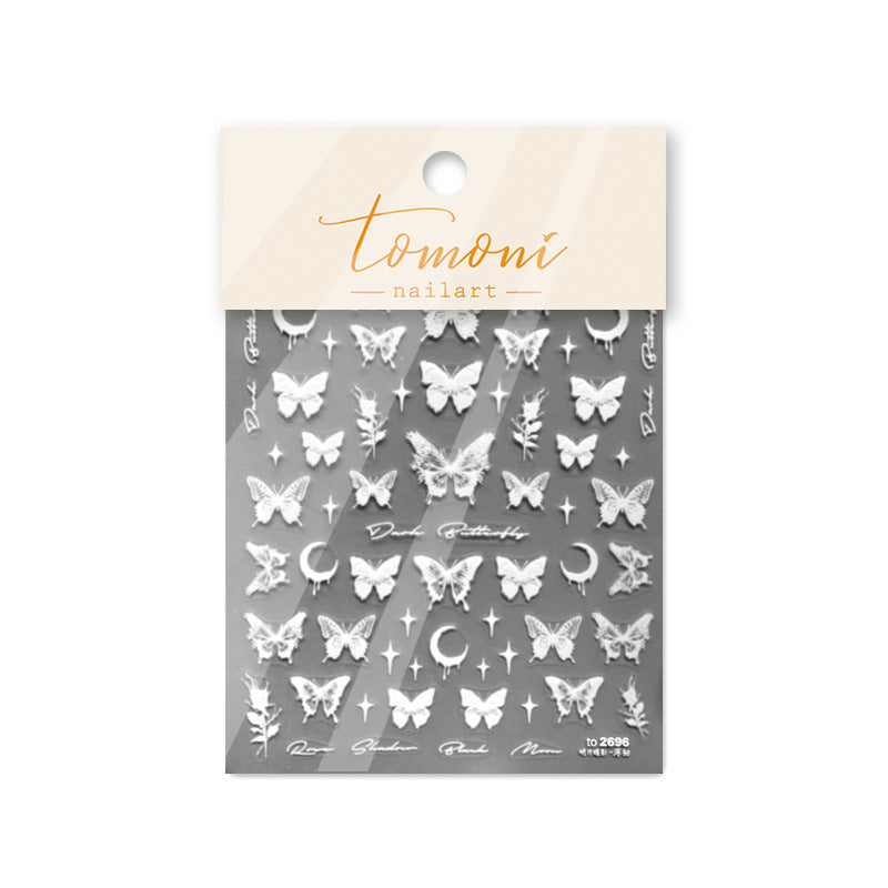 Thin Tough Retro Dark Moon Butterfly Nail Stickers