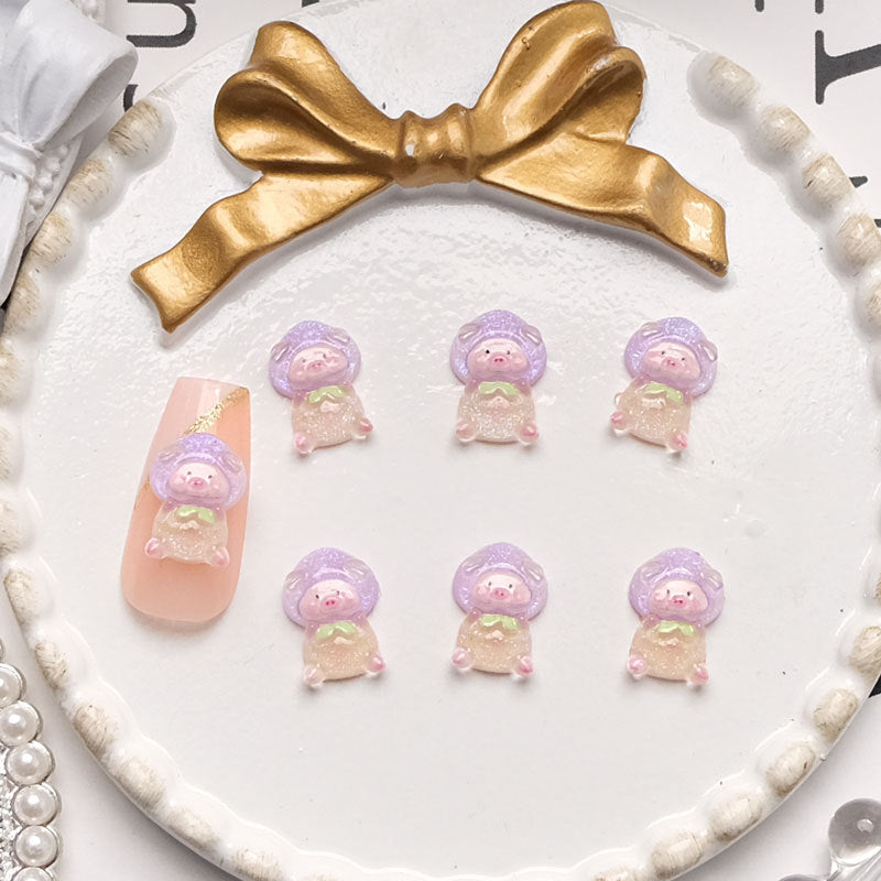 Cartoon Luminous Pig Ornament Cute Blush Phone Case Wear Nail Care Nail Art