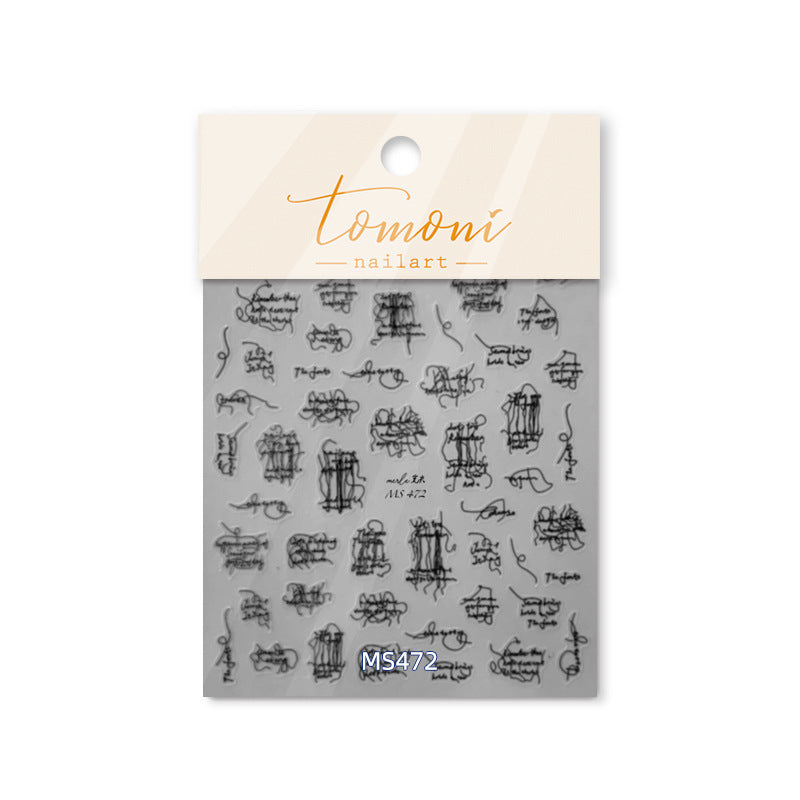 Tough No Loss Cooperation Retro Letter Nail Stickers