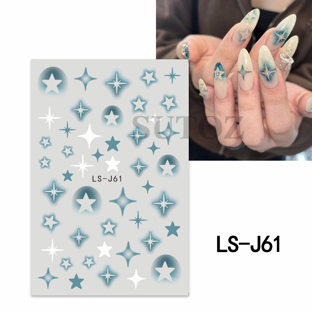 Potato Popular Simplicity Color Smudges Five-pointed Nail Stickers