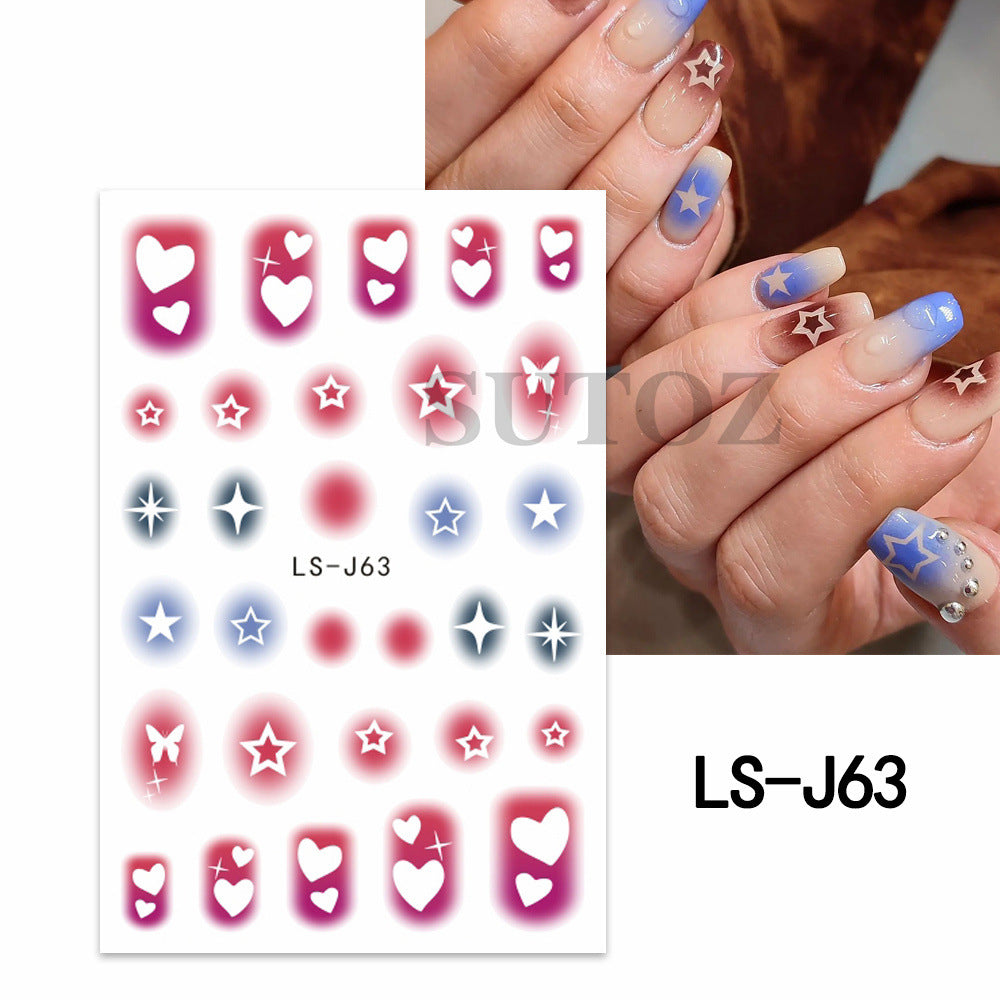 Potato Popular Simplicity Color Smudges Five-pointed Nail Stickers