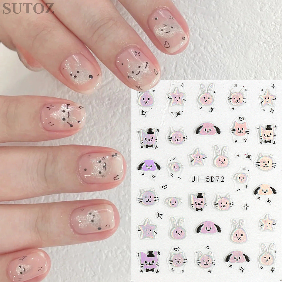 Dream Ice Relief Three-dimensional Butterfly Rabbit Nail Stickers