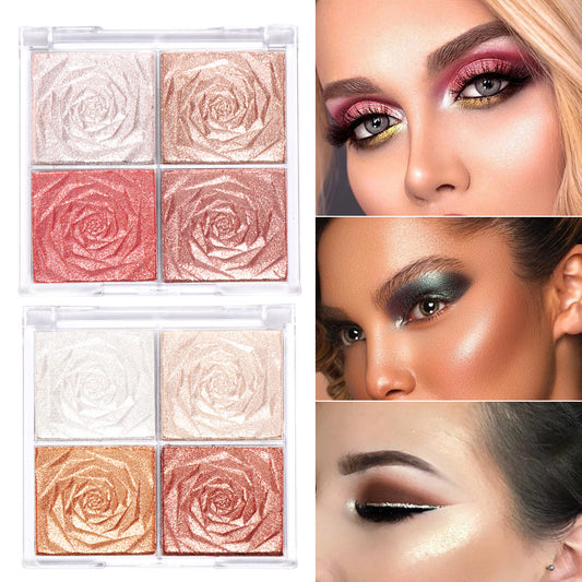 Rose Highlighting Powder Transparent Case Colors Highlight Small Shimmer Eyeshadow